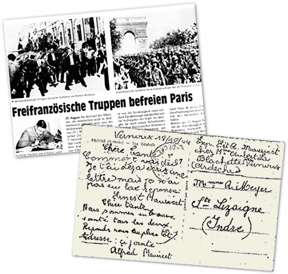 Newspaper and postcard